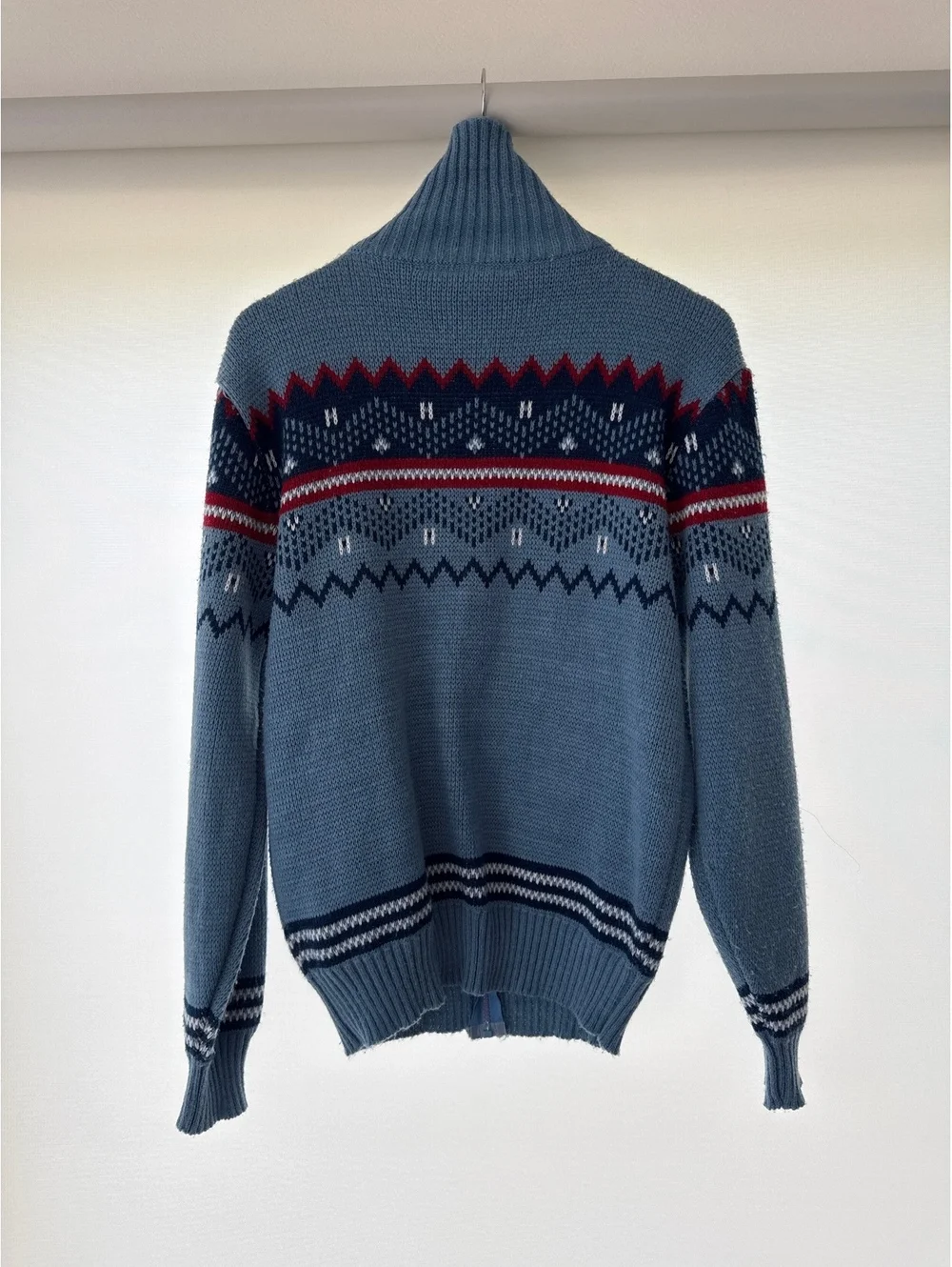 Vintage 80s Blair Fair Isle Nordic Zip Sweater Mens Medium Made In Korea